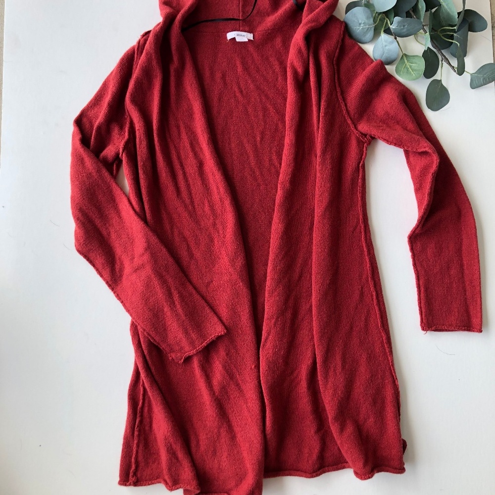 Caslon Hooded Open Front Cardigan